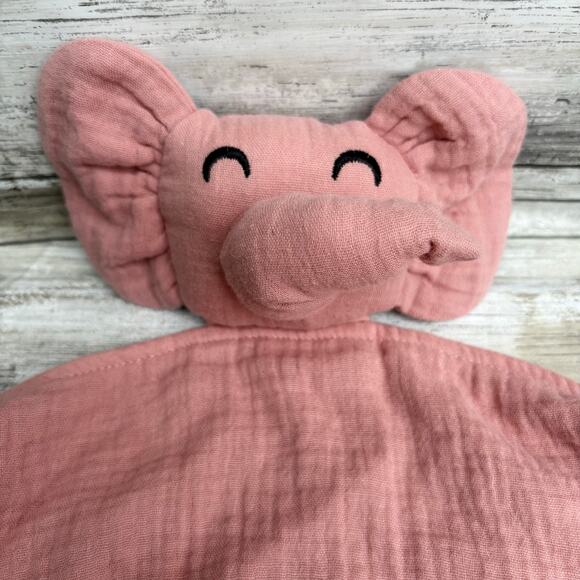 OKDIY Elephant Baby Lovey Plush Pink Organic Cotton Muslin Kidcore Cute - Picture 3 of 8